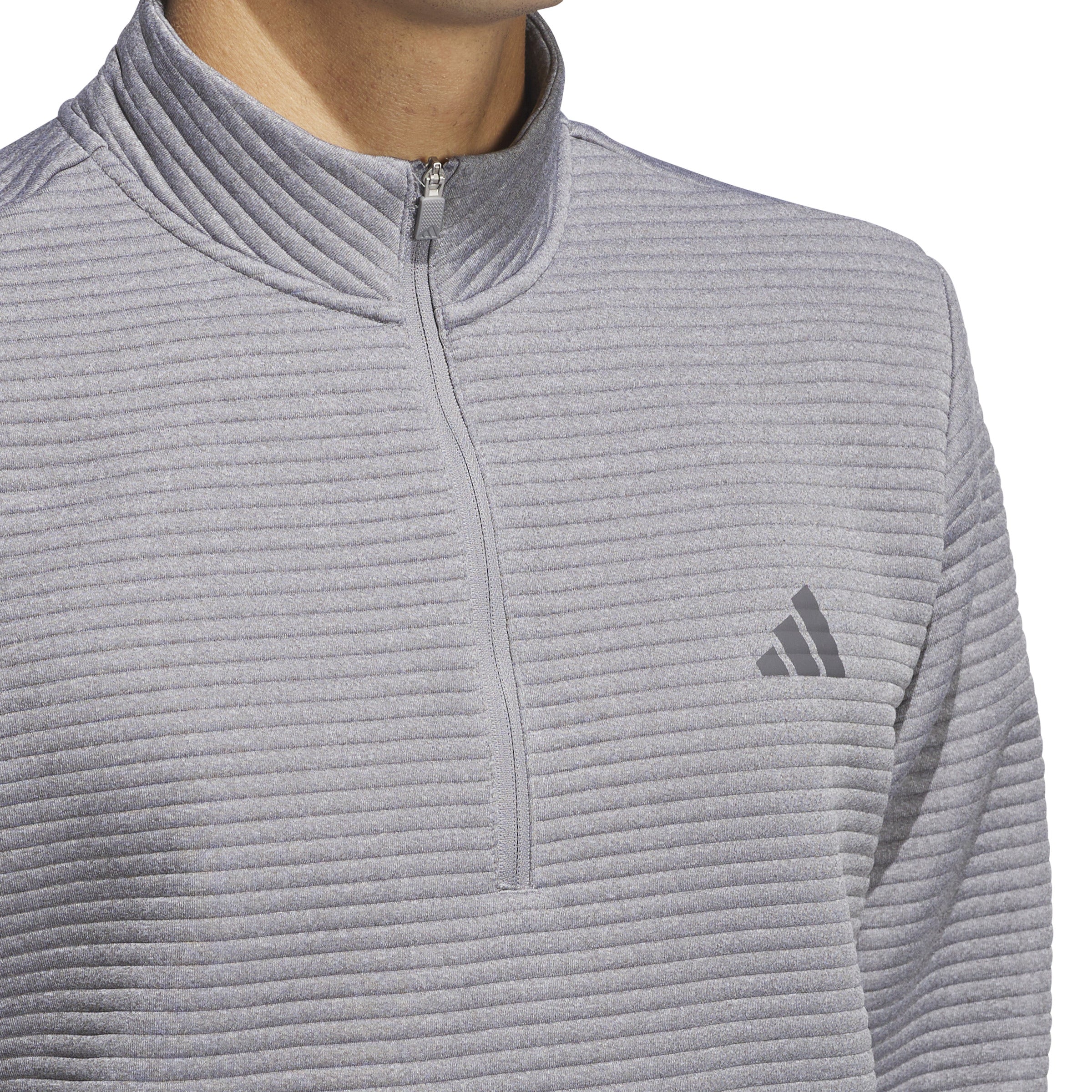 adidas Ultimate365 Dwr Textured Quarter Zip Sweatshirt - Grey Three / White