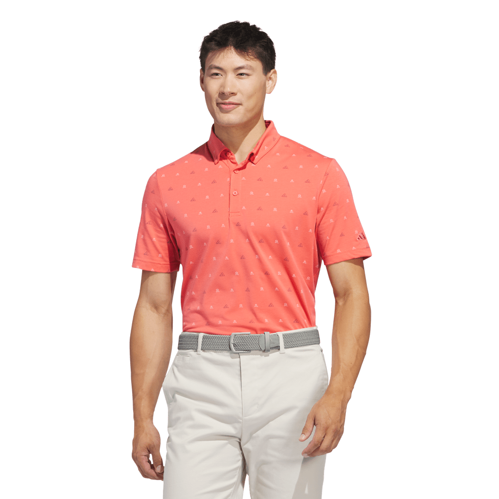 adidas Go-To Mini-Crest Print Mens Golf Polo