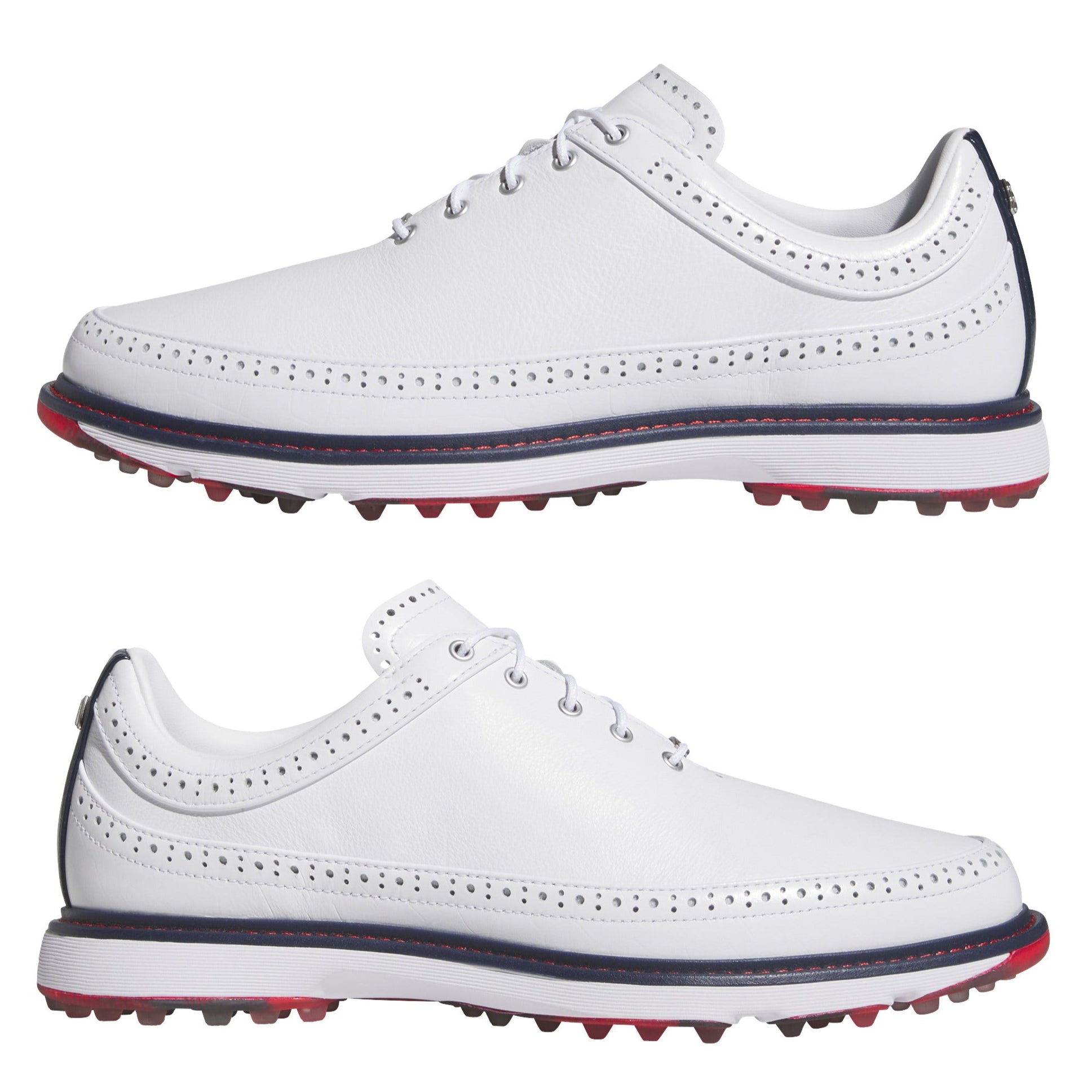 adidas MC80 Spikeless Golf Shoes - White/Collegiate Navy/Better Scarlet