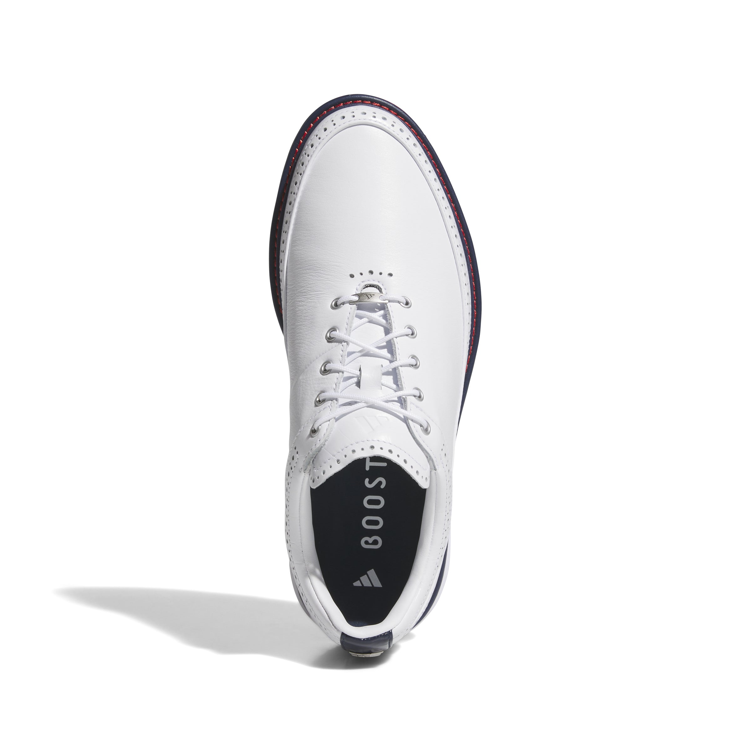 adidas MC80 Spikeless Golf Shoes - White/Collegiate Navy/Better Scarlet
