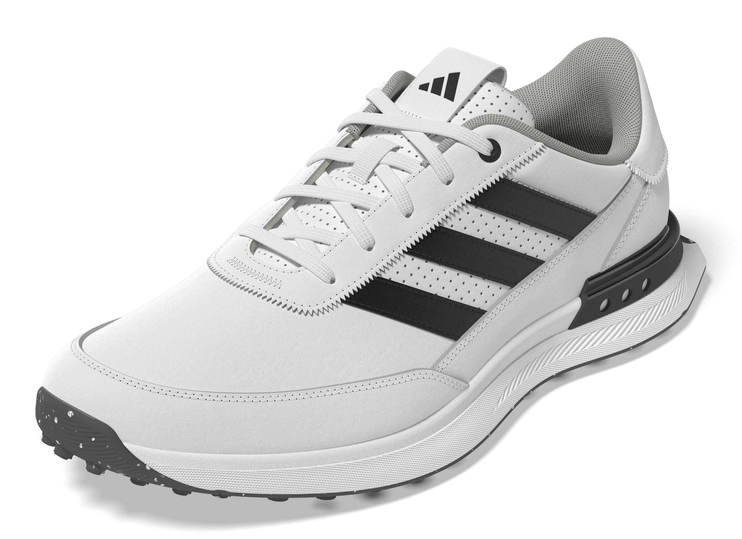 adidas S2G Leather Spikeless Golf Shoes - White / Black / Grey Two