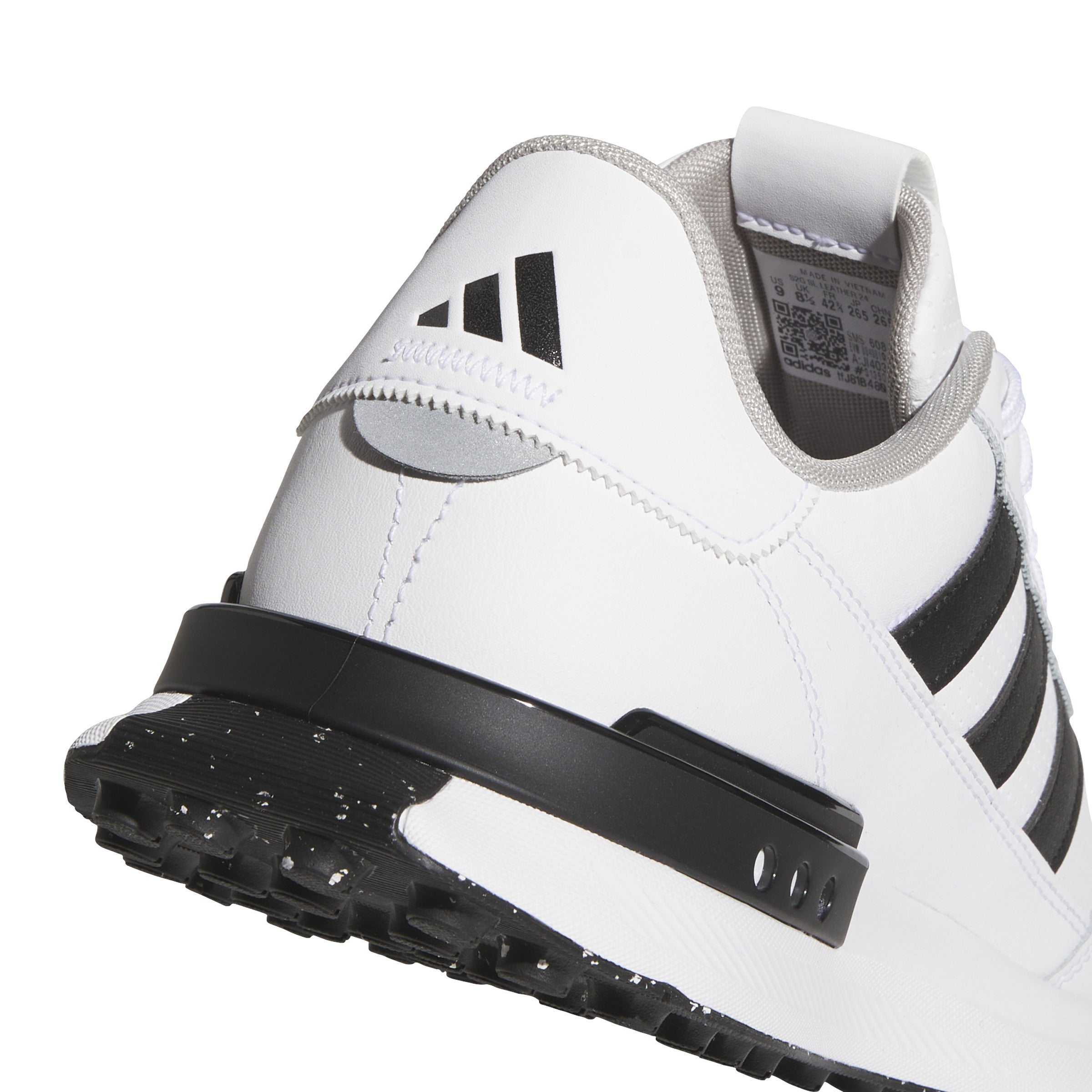 adidas S2G Leather Spikeless Golf Shoes - White / Black / Grey Two