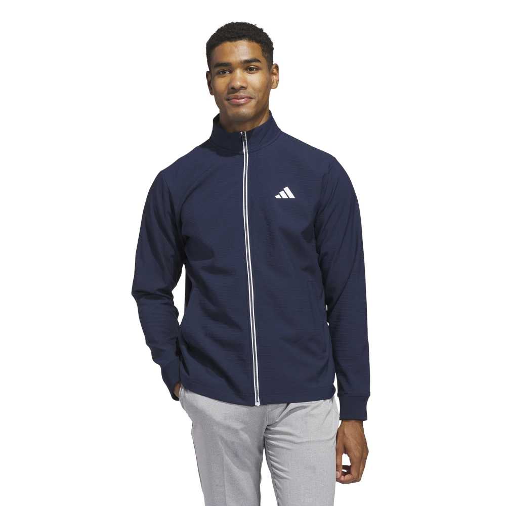 adidas Ultimate365 Textured Woven Full Zip Golf Wind Jacket - Collegiate Navy
