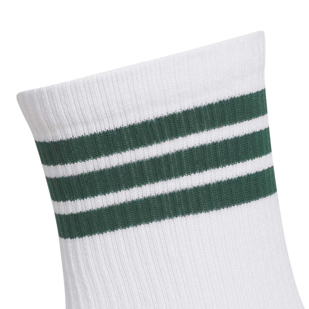 adidas Half Crew 3-Stripe Golf Socks - White / Collegiate Green