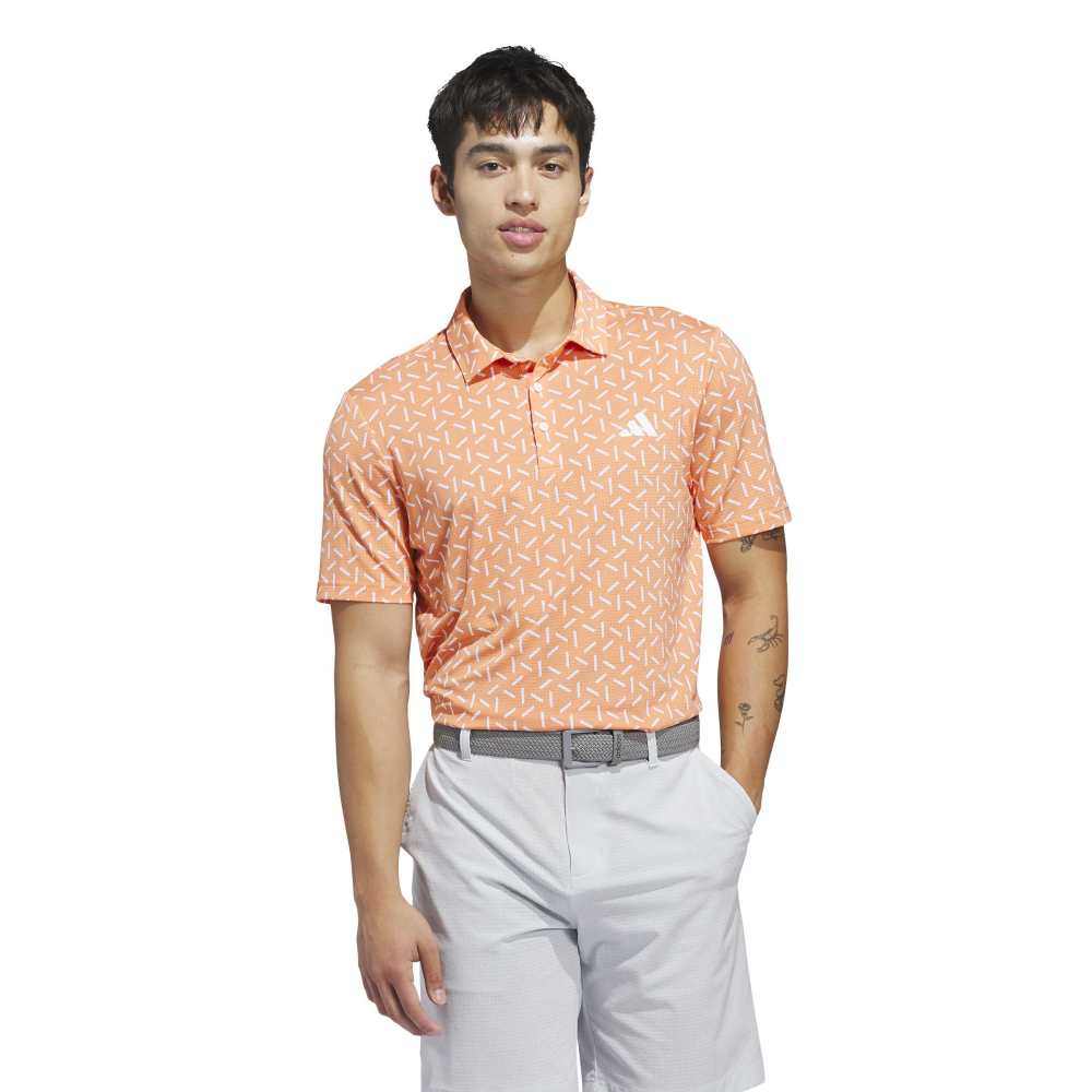adidas Ultimate365 Mesh Print Climacool Golf Polo Shirt - Dusky Orange