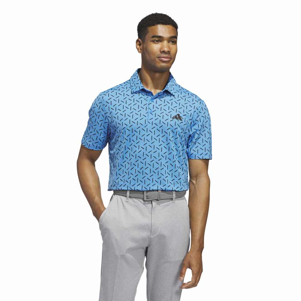 adidas Ultimate365 Mesh Print Climacool Golf Polo Shirt - Lucid Ray Blue