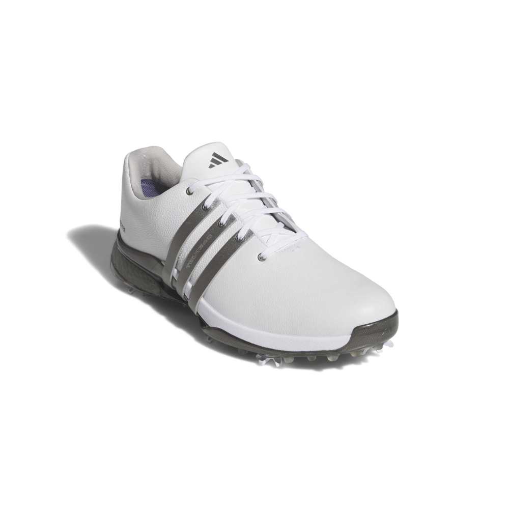 adidas Tour360 Gore-Tex Spiked Golf Shoes - White / Iron / Yellow - adidas