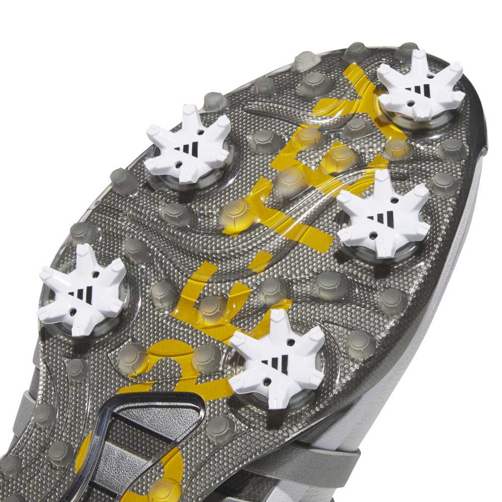 adidas Tour360 Gore-Tex Spiked Golf Shoes - White / Iron / Yellow - adidas