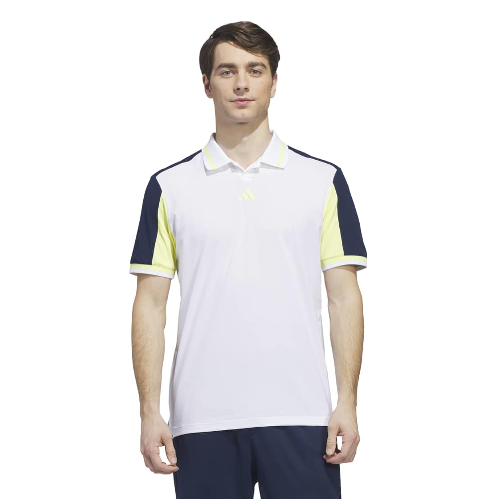 adidas BTC Twistknit Golf Polo Shirt - White / Frozen Lemon