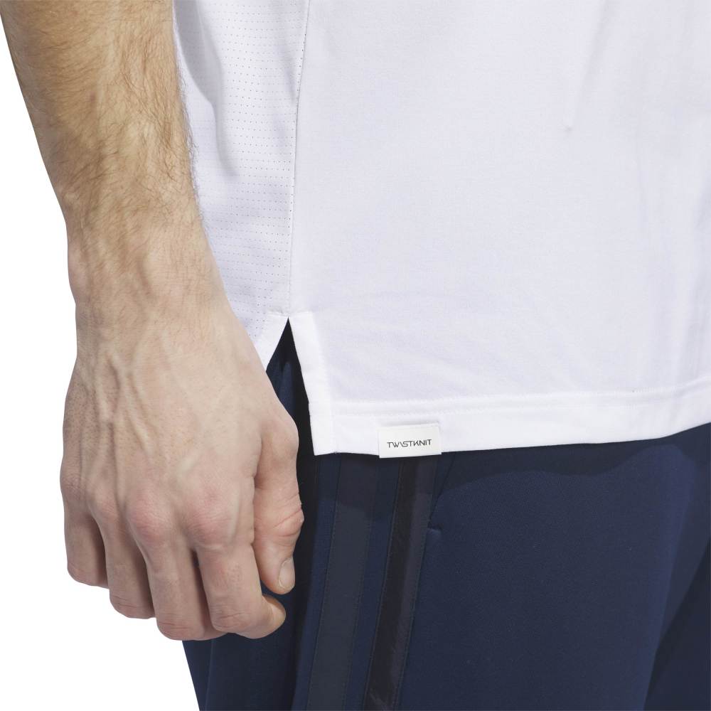 adidas BTC Twistknit Golf Polo Shirt - White / Frozen Lemon