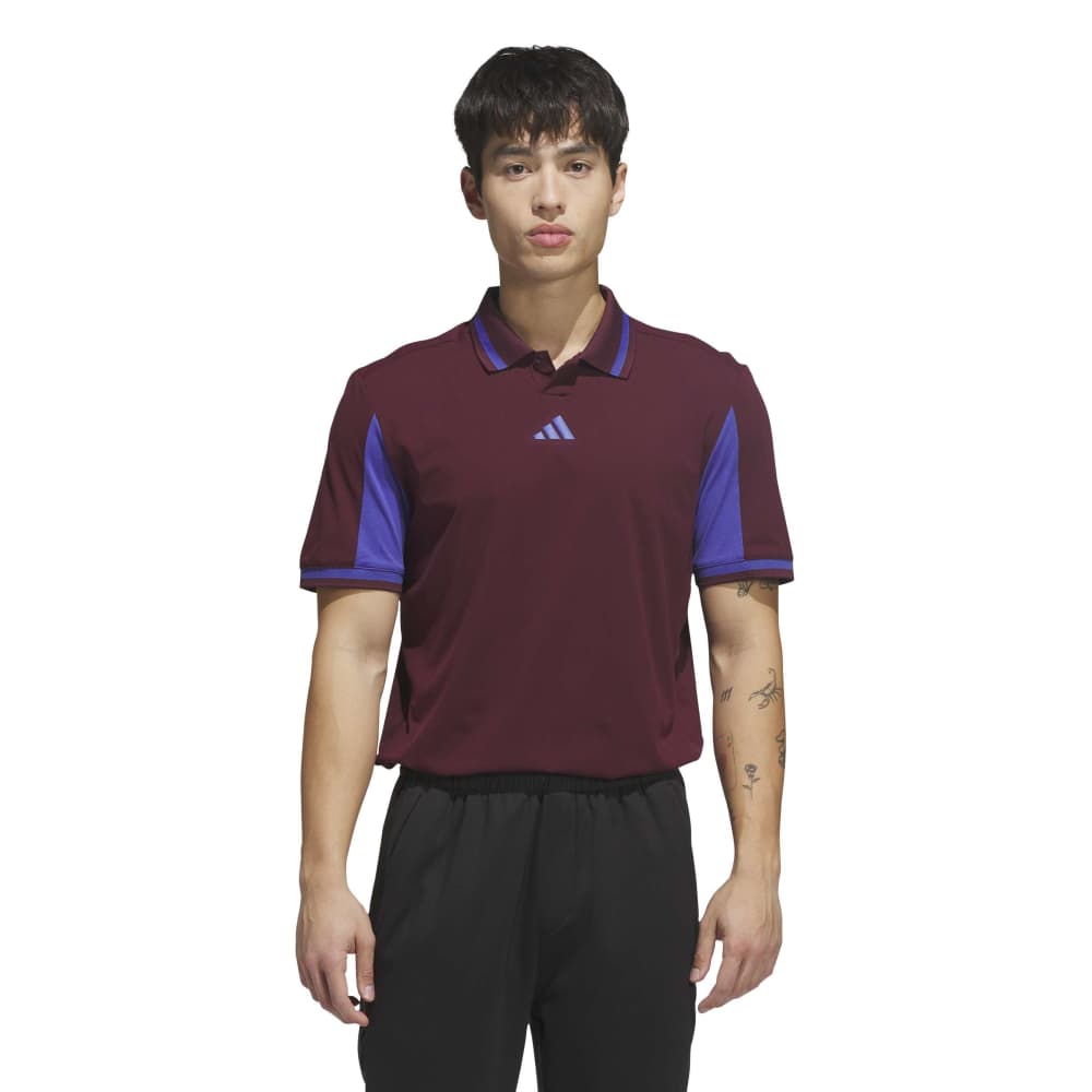 adidas BTC Twistknit Golf Polo Shirt - Maroon / Dual Indigo