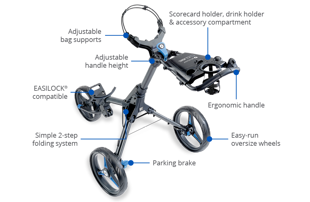 Motocaddy Cube Push Trolley - Blue / Graphite