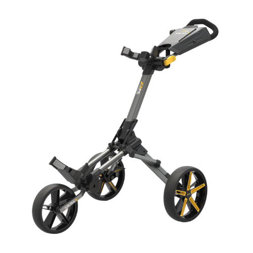 PowaKaddy Micra Push Trolley - Yellow / Gun Metal