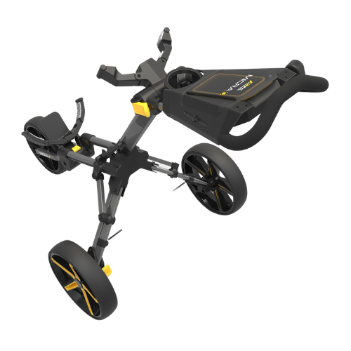 PowaKaddy Micra Push Trolley - Yellow / Gun Metal