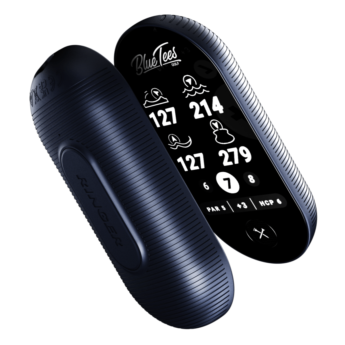 Blue Tees Ringer Navy Handheld Golf GPS - Blue Tees