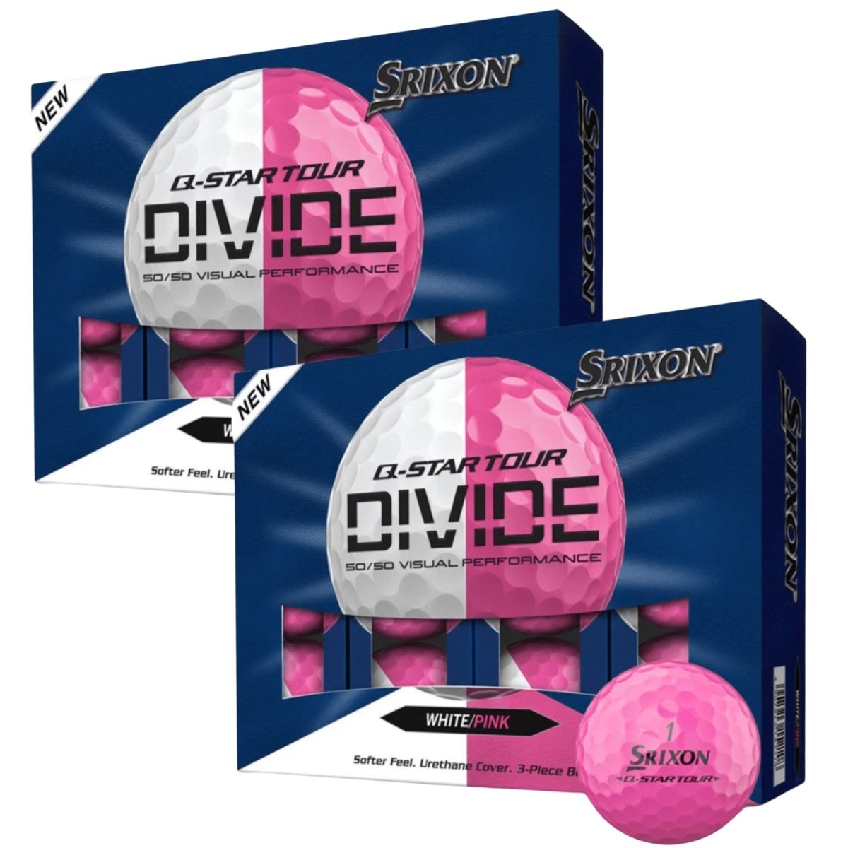 Srixon Q Star Tour Divide 2 Dozen Bundle Golf Balls - White/Pink - Srixon