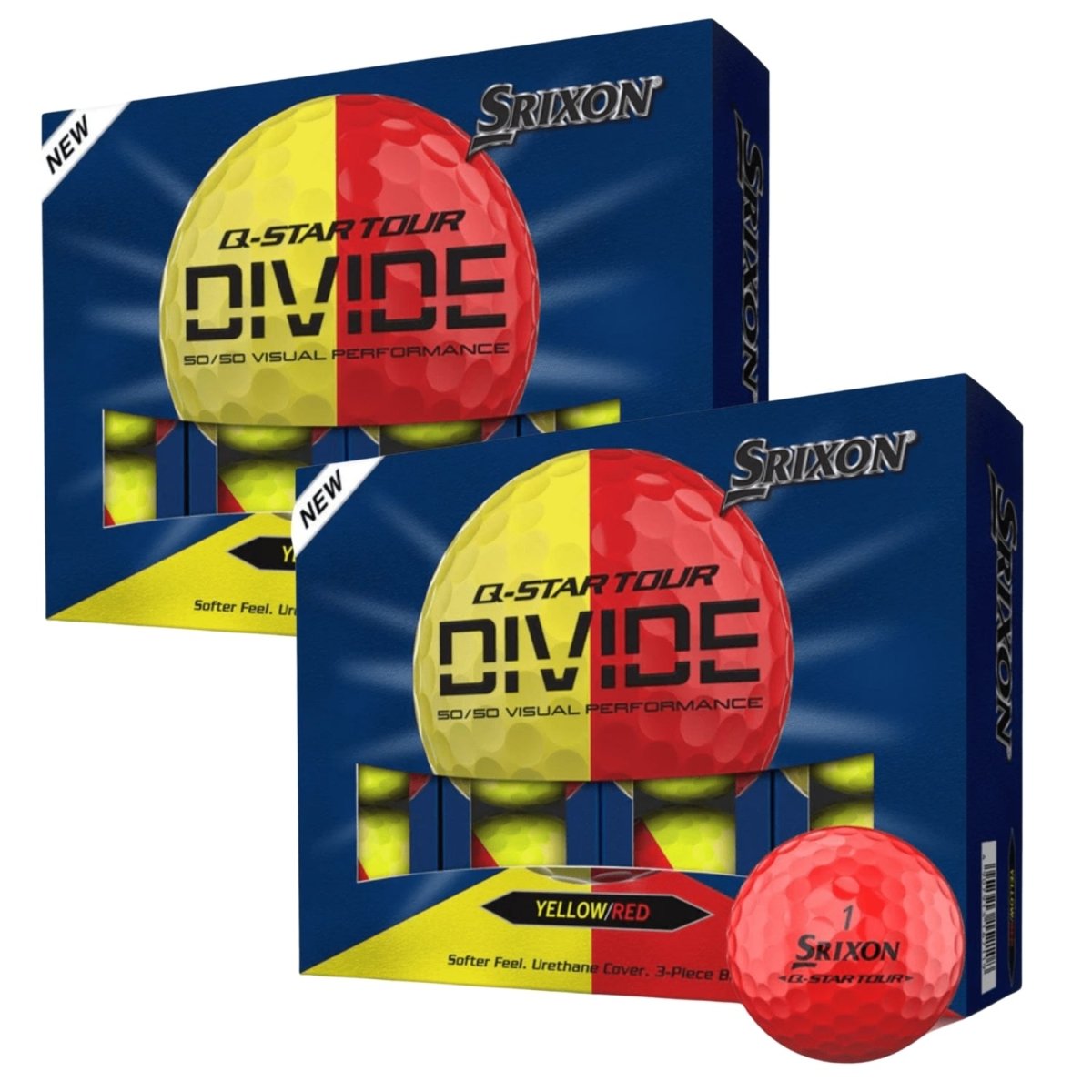Srixon Q Star Tour Divide 2 Dozen Bundle Golf Balls - Yellow/Red - Srixon