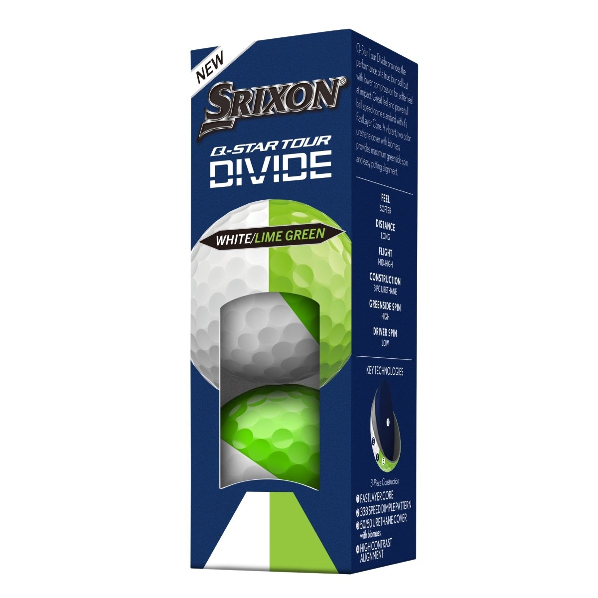 Srixon Q Star Tour Divide White/Lime Golf Balls (3 Ball Sleeve) - Srixon
