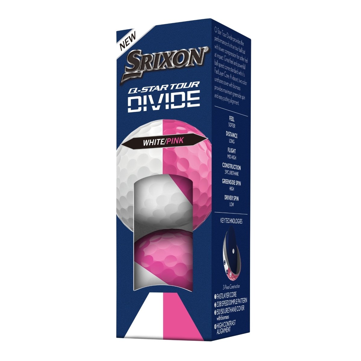 Srixon Q Star Tour Divide White/Pink Golf Balls (3 Ball Sleeve) - Srixon