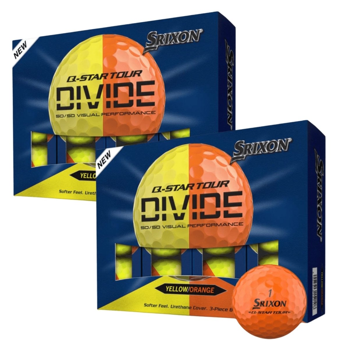 Srixon Q Star Tour Divide 2 Dozen Bundle Golf Balls - Yellow/Orange - Srixon