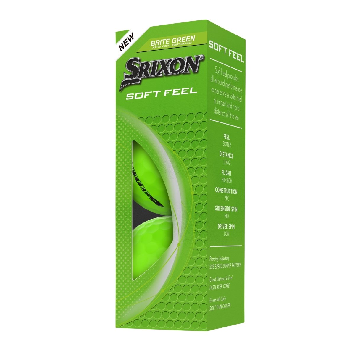 Srixon Soft Feel Brite Green Golf Balls (3 Ball Sleeve) - Srixon