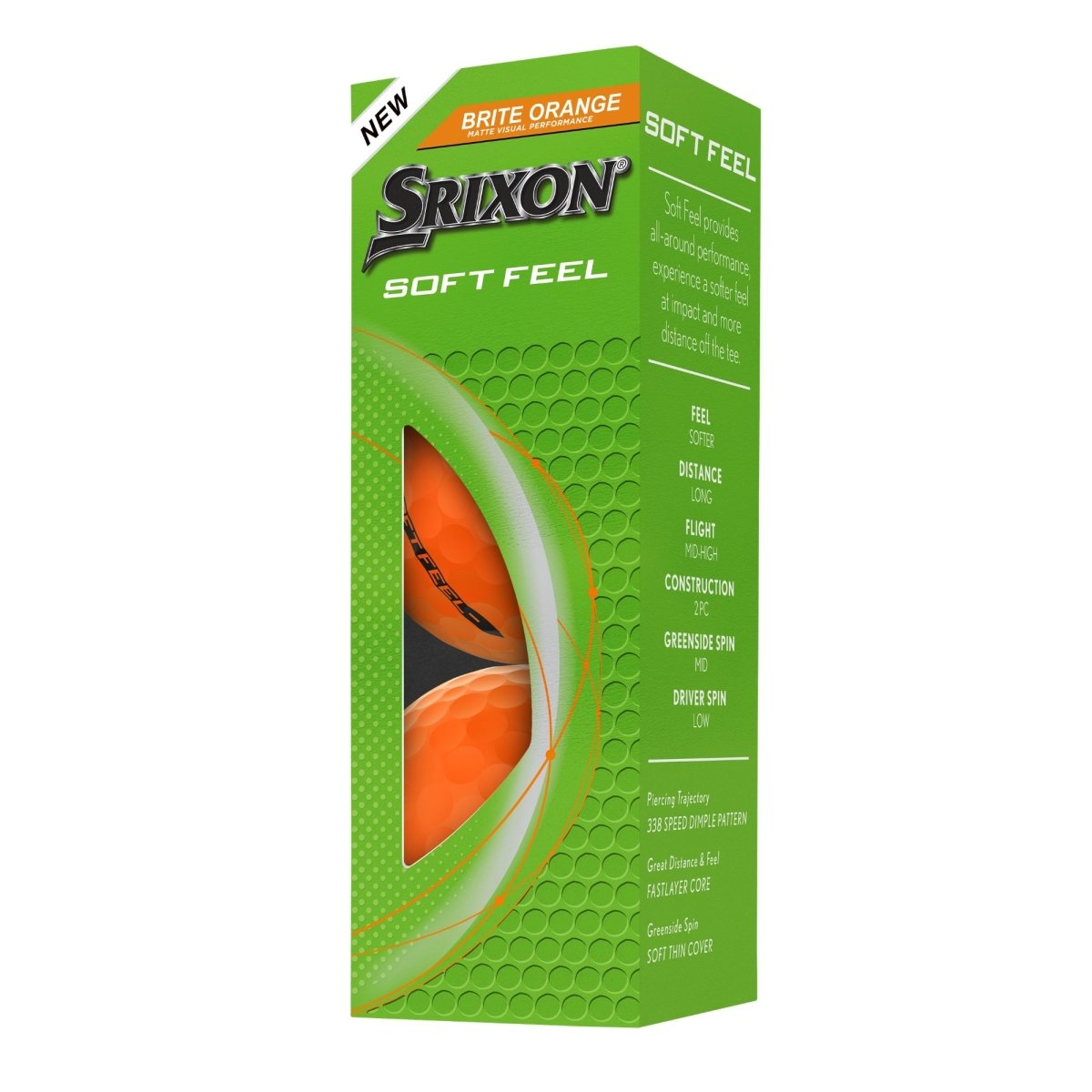Srixon Soft Feel Brite Orange Golf Balls (3 Ball Sleeve) - Srixon