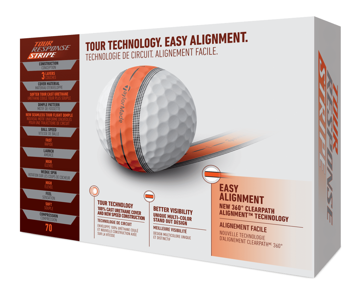TaylorMade Tour Response Stripe Orange Golf Balls - TaylorMade