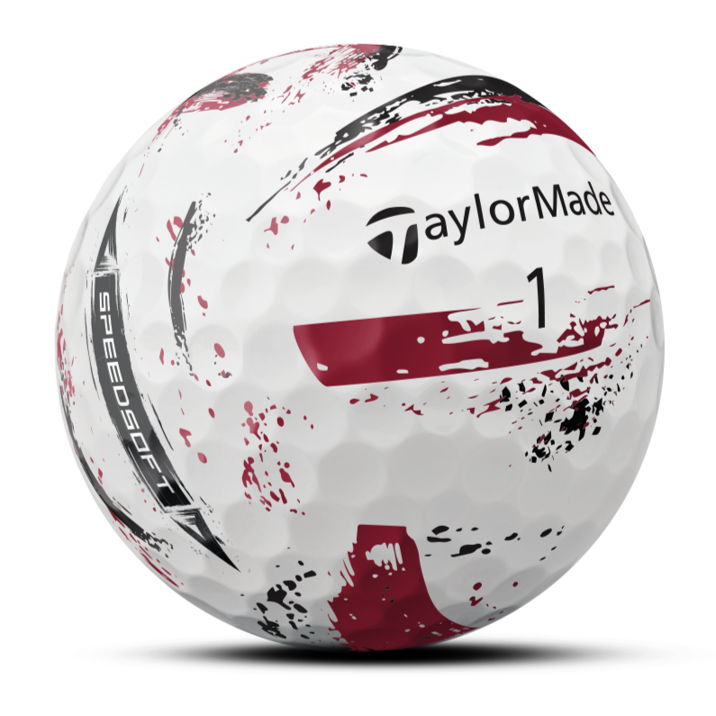 TaylorMade Speed Soft Ink Red Golf Balls (3 Ball Sleeve)