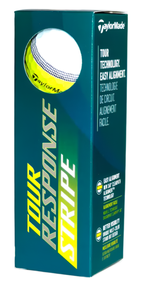 TaylorMade Tour Response Stripe Golf Balls Yellow (3 Ball Sleeve)