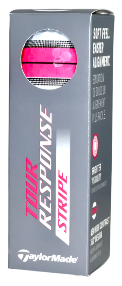 Taylormade Tour Resonse Stripe Neon Pink Golf Balls (3 Ball Sleeve)