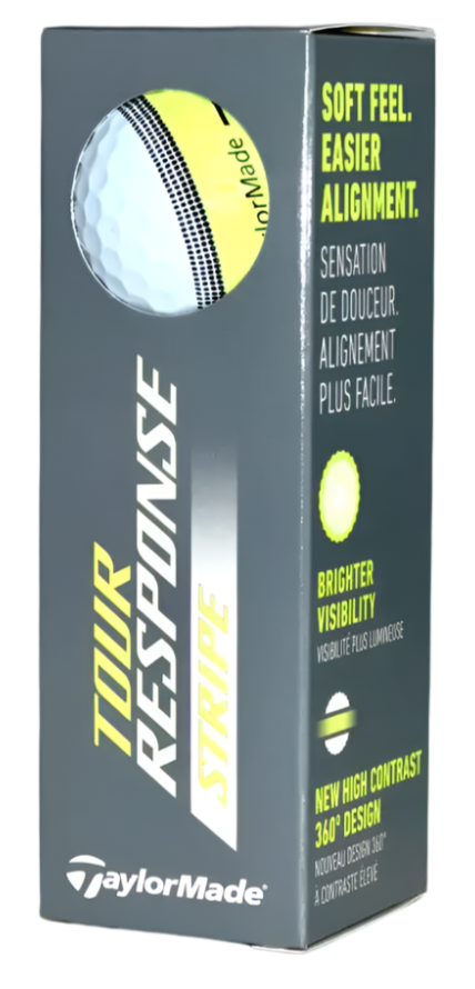 Taylormade Tour Response Stripe Neon Yellow Golf Balls (3 Ball Sleeve)