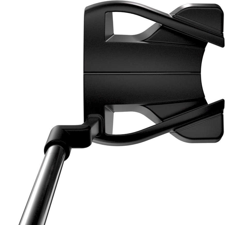 Black golf putter on a white background