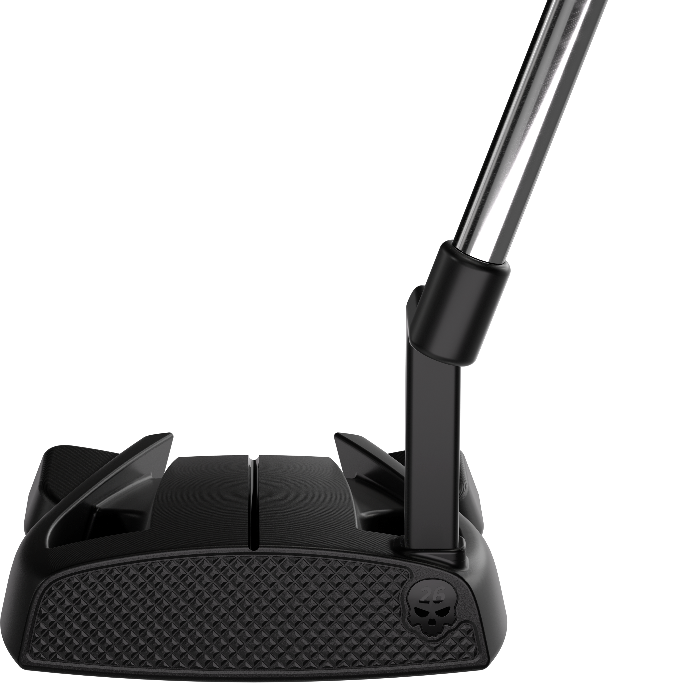 Black golf putter on a white background