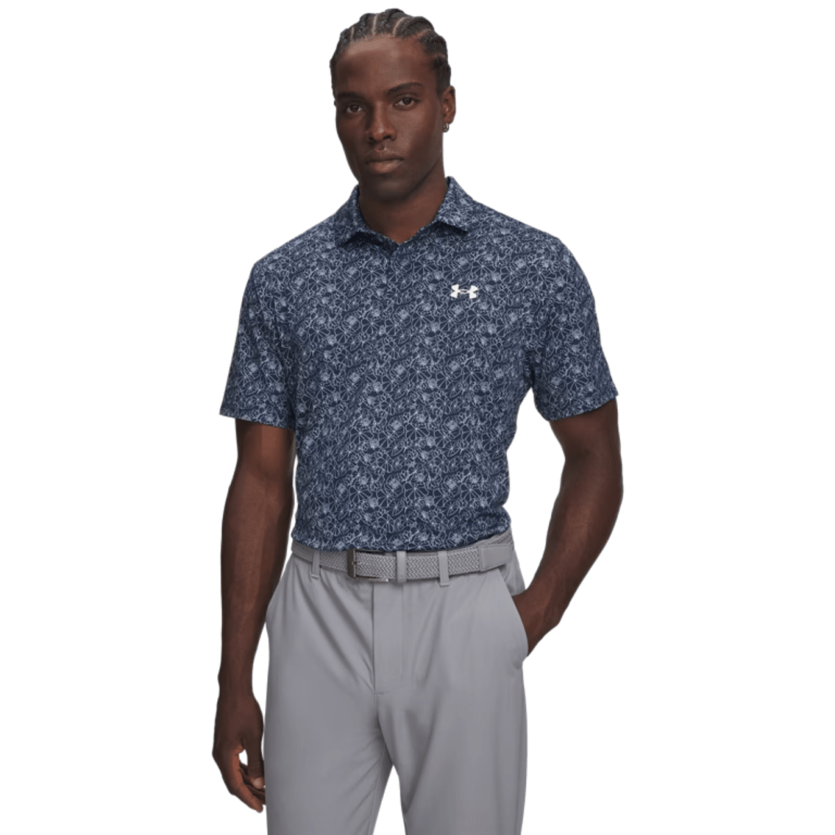 Under Armour Golf Matchplay Printed Polo Shirt - Academy/Opal Blue/White - Under Armour