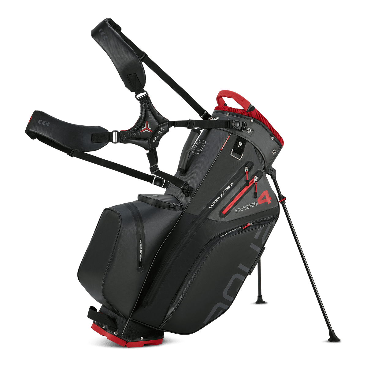 Big Max Aqua Hybrid 4 Golf Stand Bag - Black / Charcoal / Red - Big Max