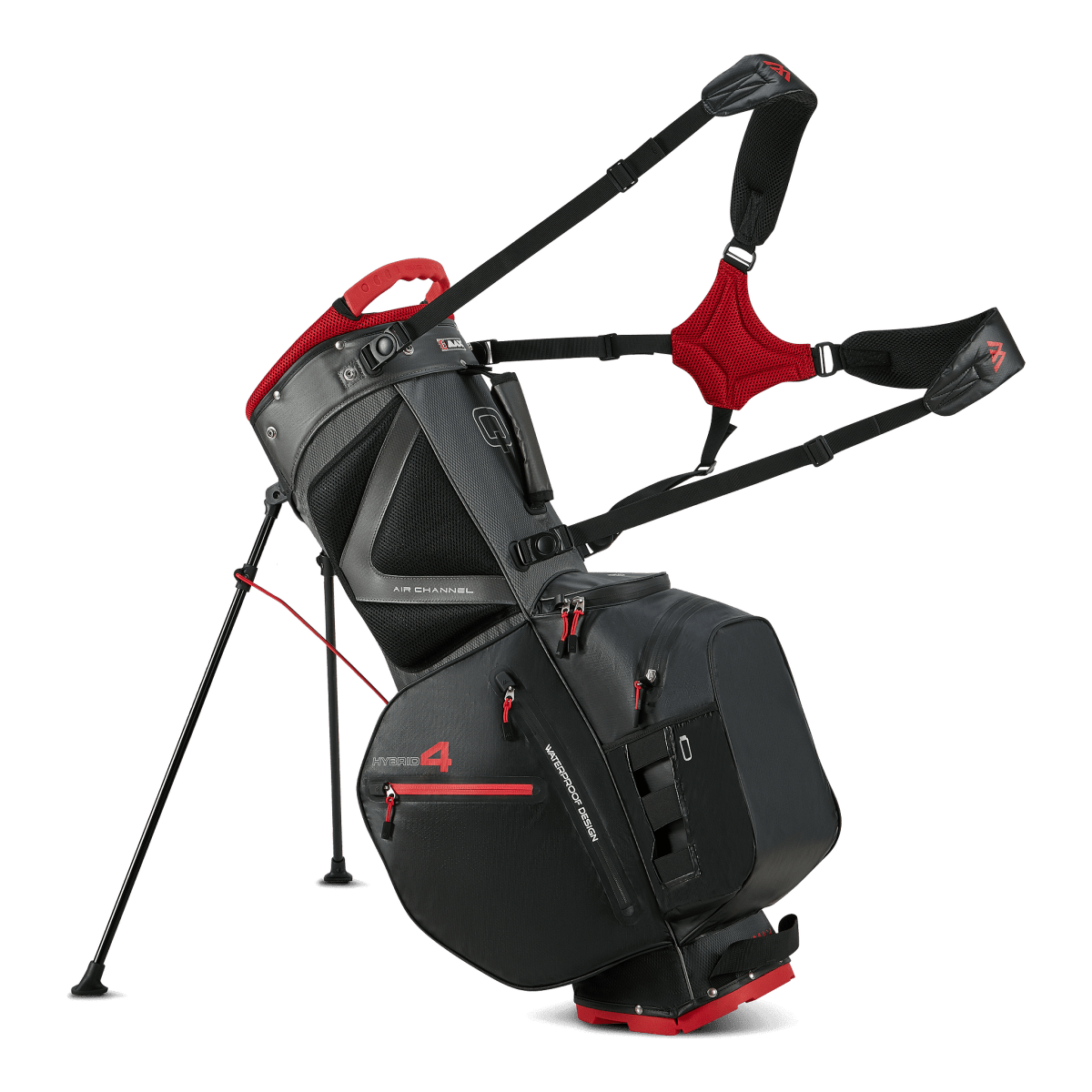 Big Max Aqua Hybrid 4 Golf Stand Bag - Black / Charcoal / Red - Big Max
