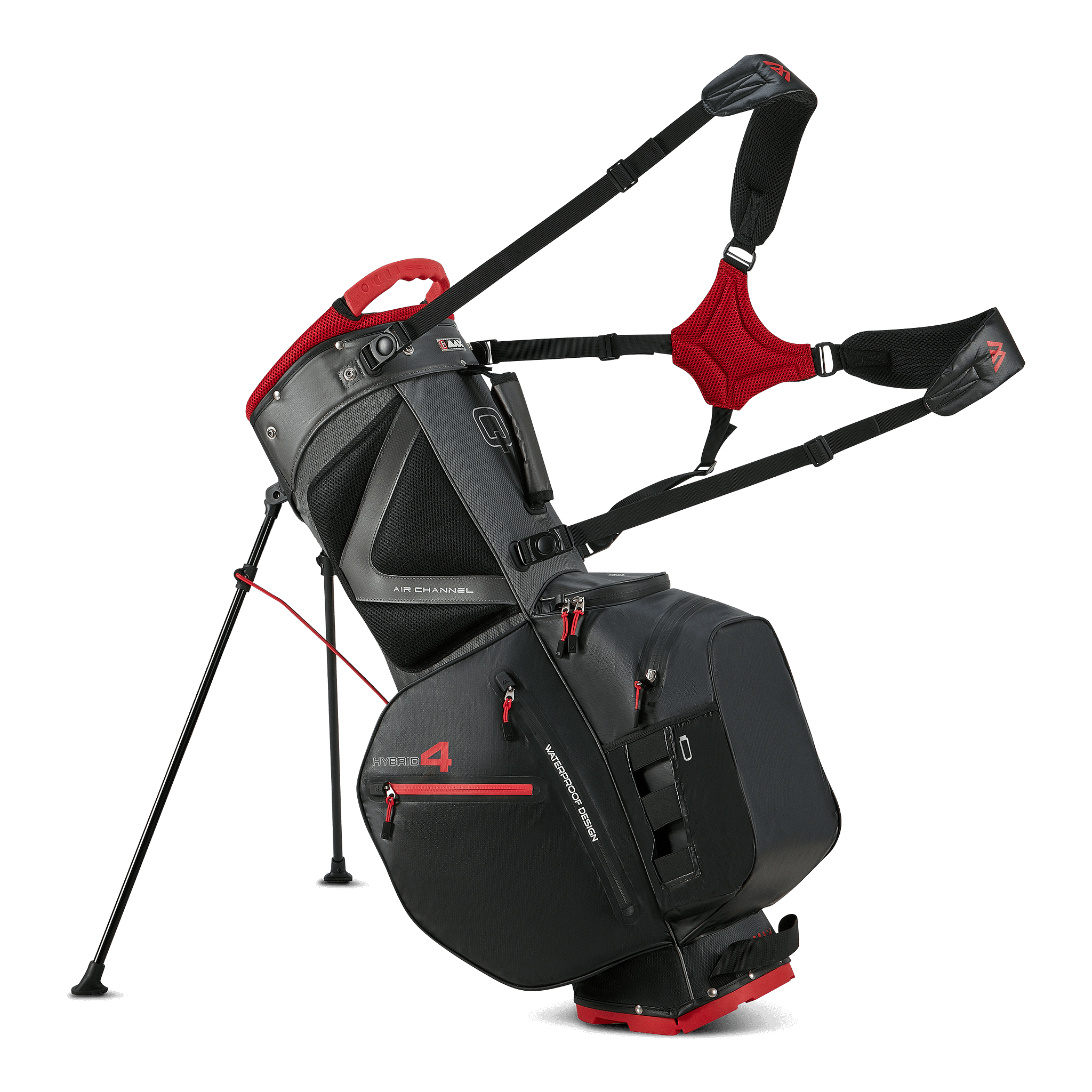Big Max Aqua Hybrid 4 Golf Stand Bag - Black / Charcoal / Red