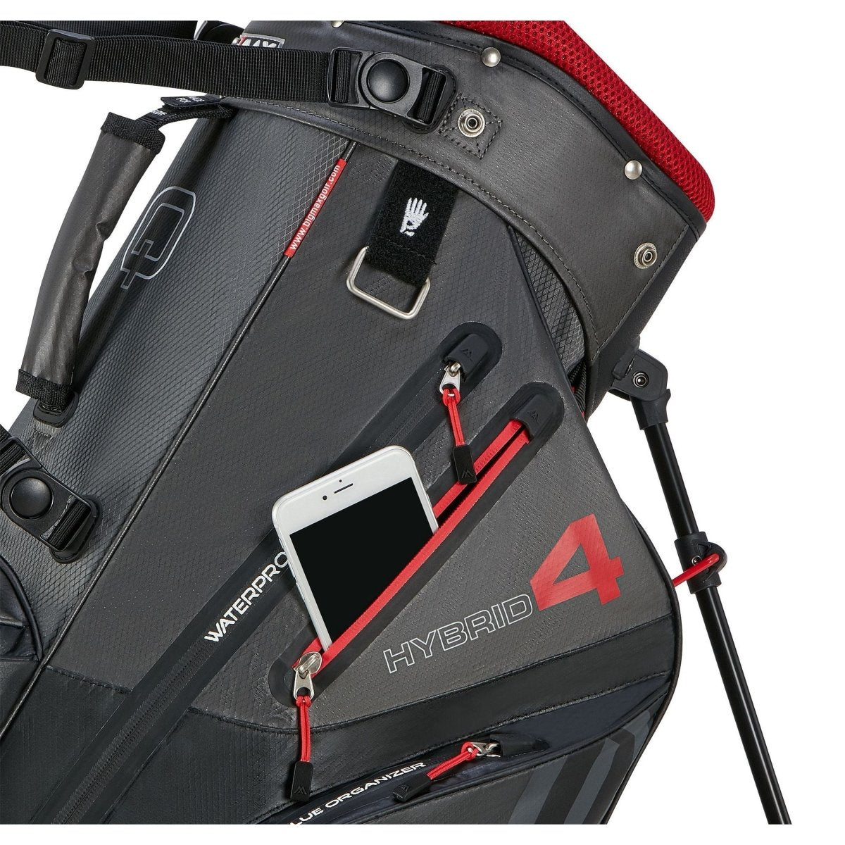 Big Max Aqua Hybrid 4 Golf Stand Bag - Black / Charcoal / Red - Big Max