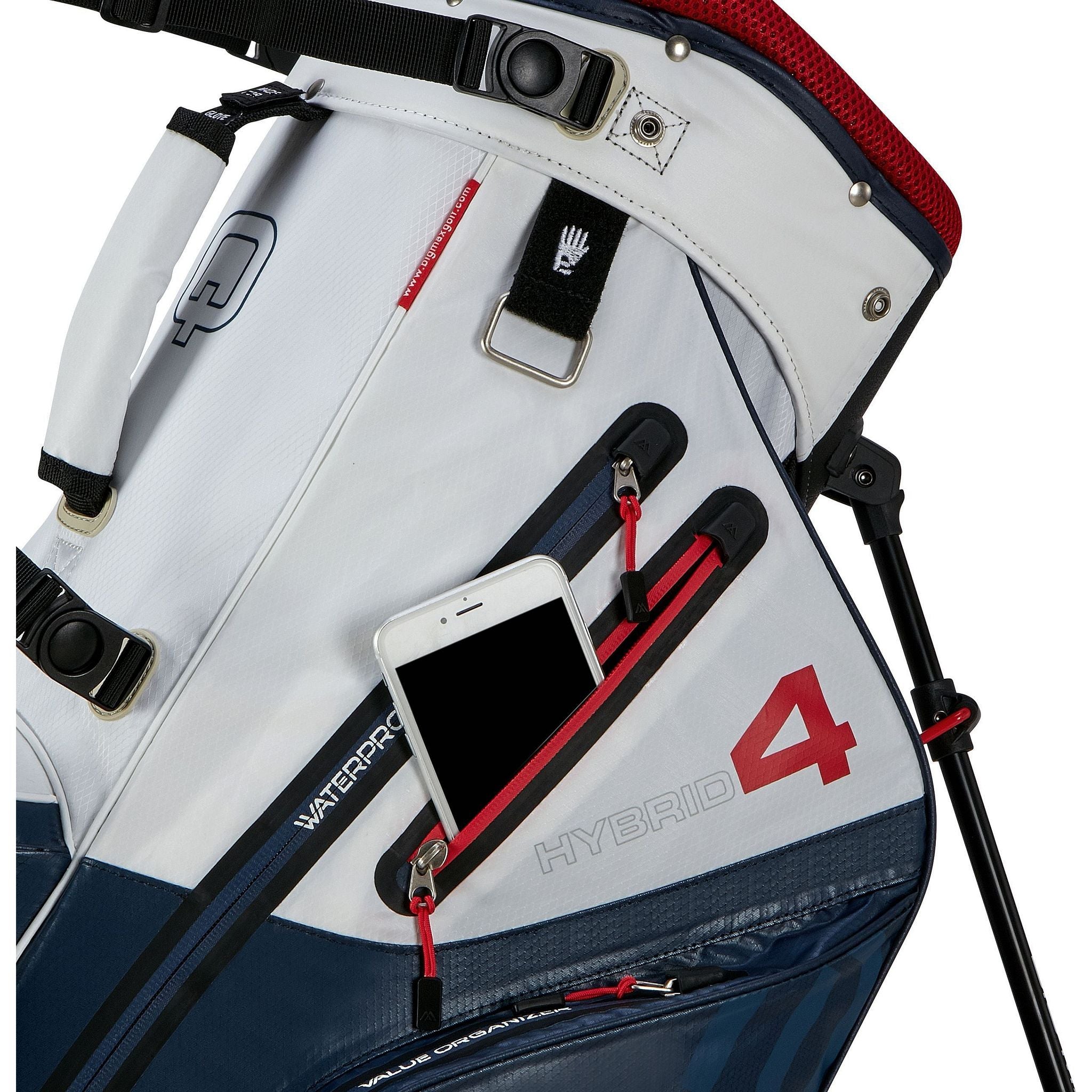 Big Max Aqua Hybrid 4 Golf Stand Bag - Navy / White / Red