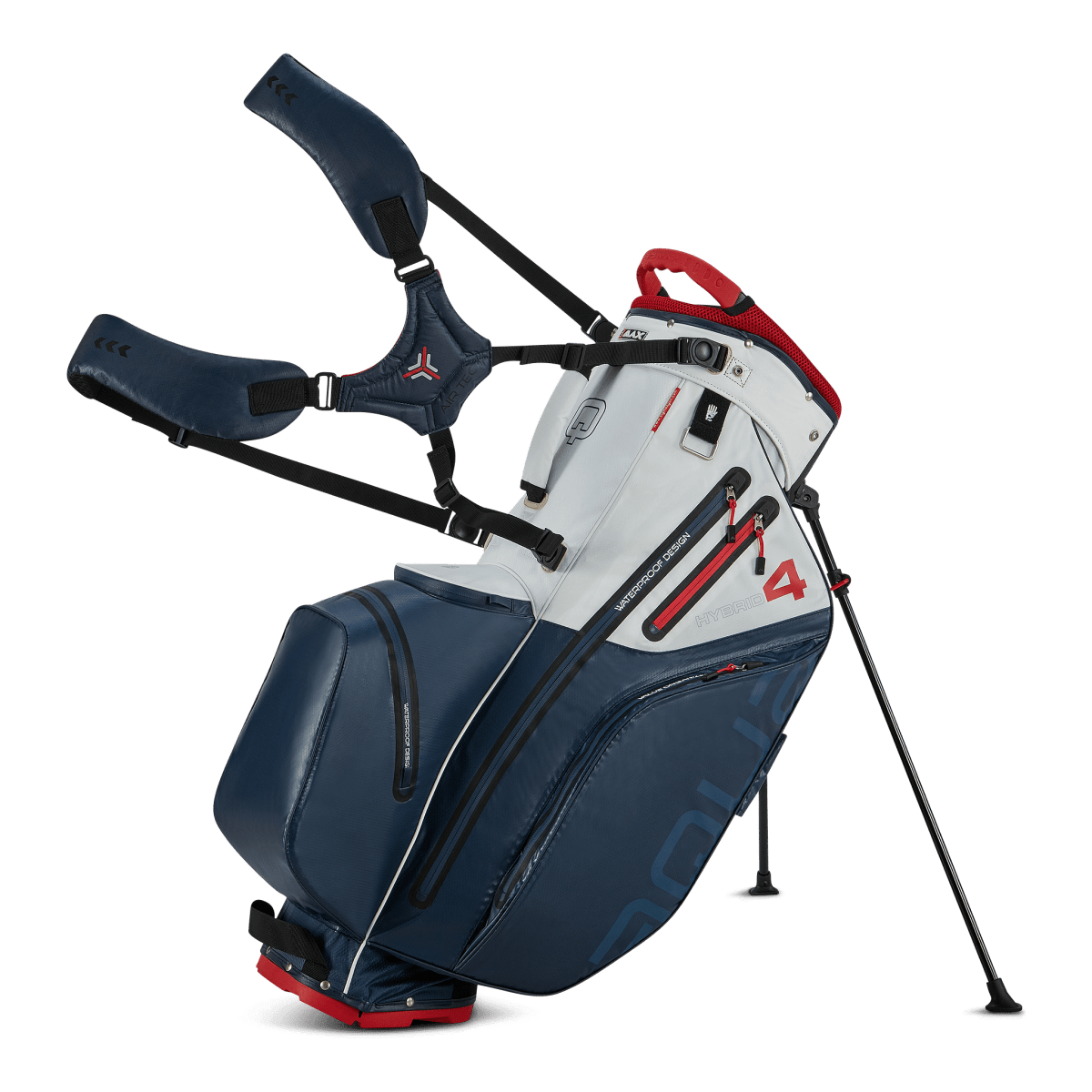 Big Max Aqua Hybrid 4 Golf Stand Bag - Navy / White / Red - Big Max