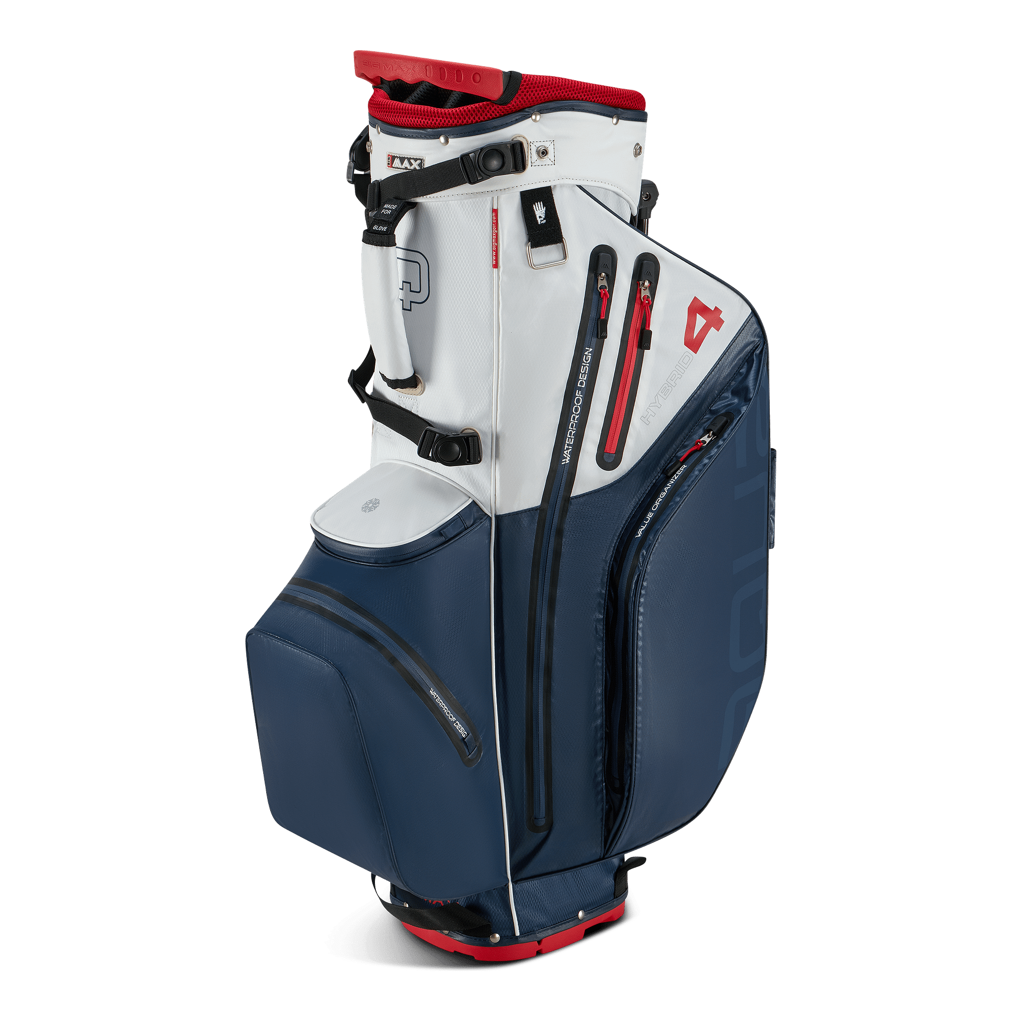 Big Max Aqua Hybrid 4 Golf Stand Bag - Navy / White / Red