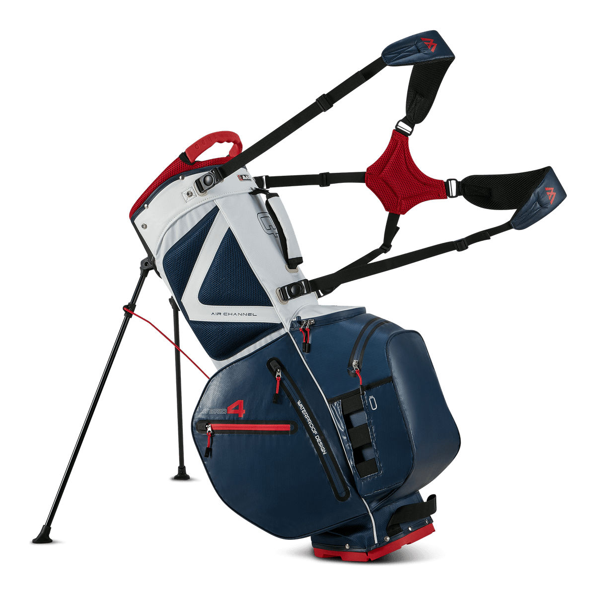 Big Max Aqua Hybrid 4 Golf Stand Bag - Navy / White / Red