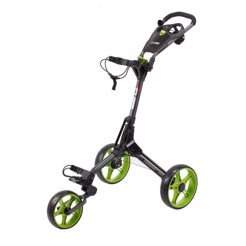 Cube Golf 3.0 Push 3 Wheel Trolley - Lime / Charcoal