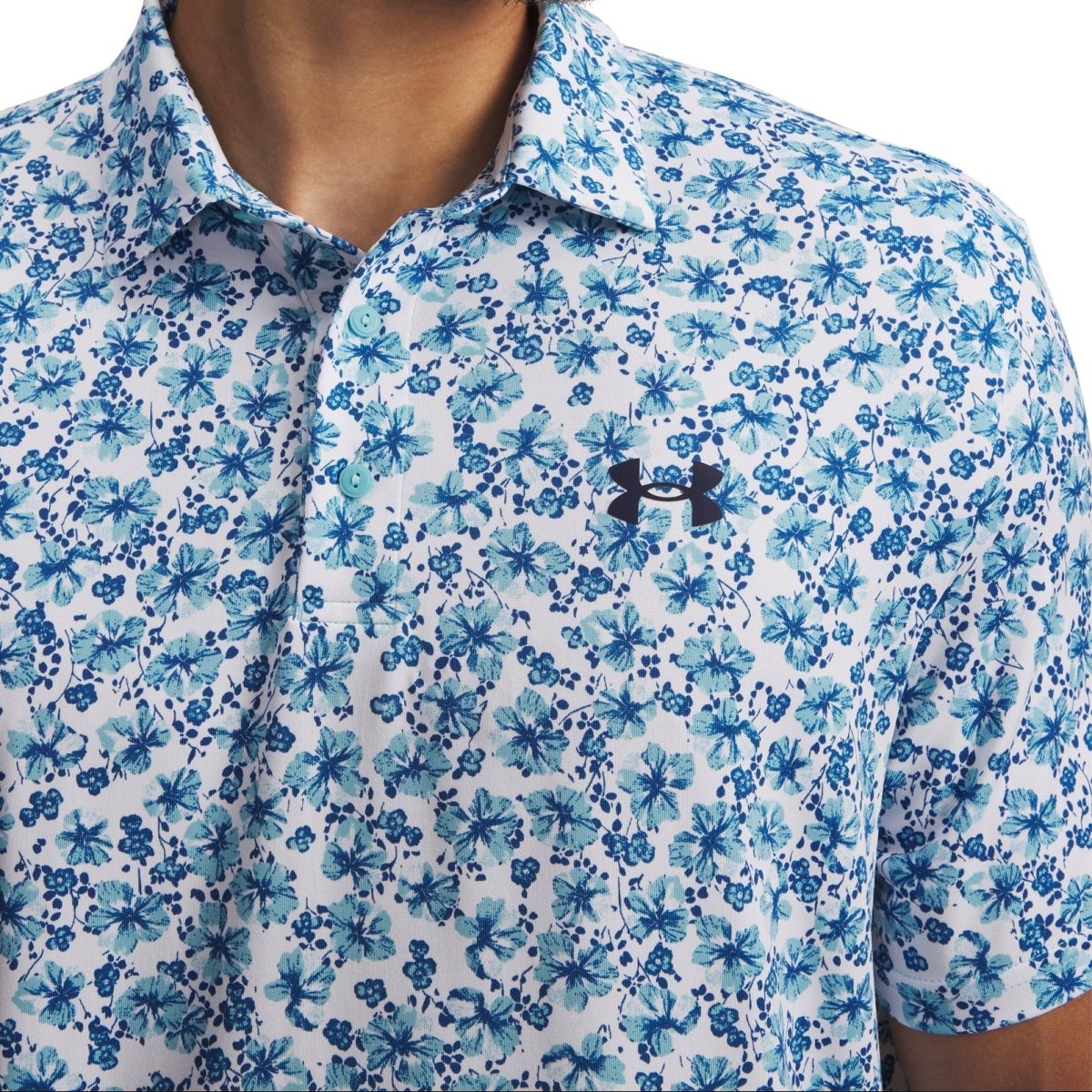 Under Armour Playoff 3.0 Printed Men's Polo - White / Varsity Blue / Midnight Navy - Under Armour