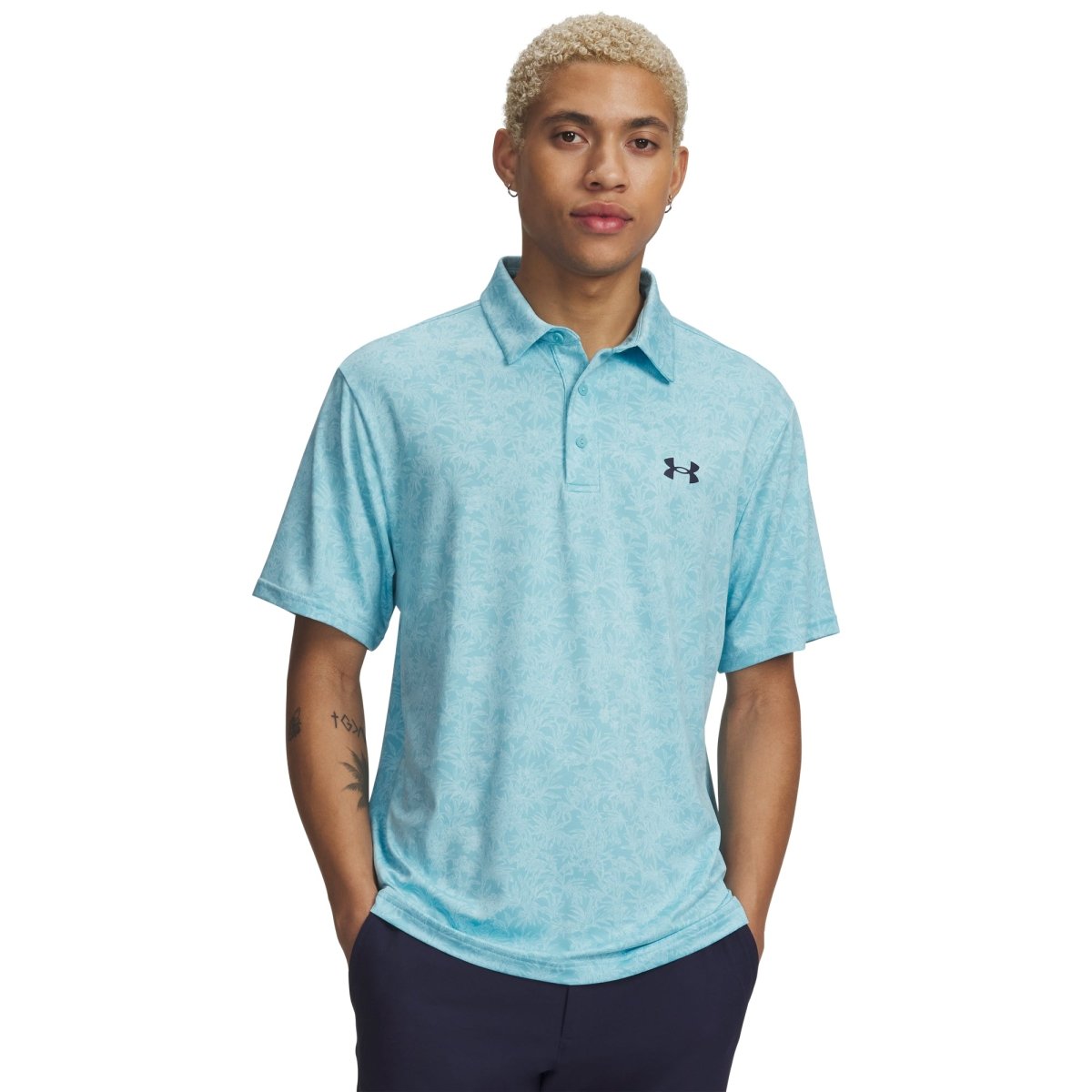 Under Armour Playoff 3.0 Printed Men's Polo - Blue Haze / Midnight Navy - Under Armour