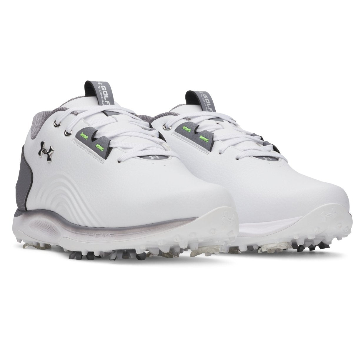 Under Armour Drive Fade 2 Spiked Golf Shoes - White / Titan Grey / Metallic Silver - Under Armour