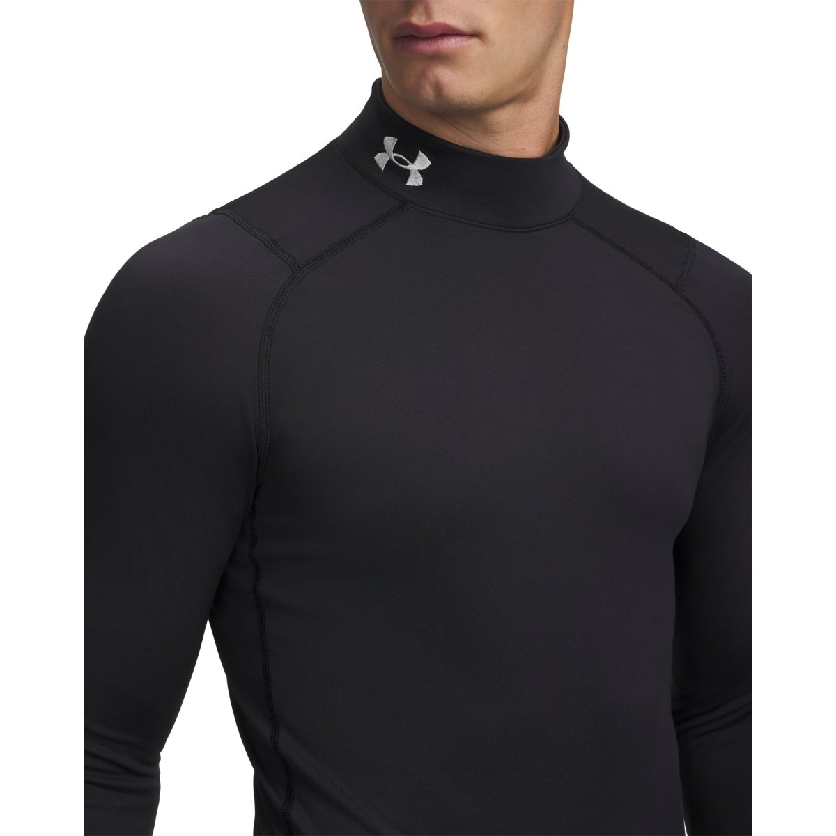 Under Armour ColdGear Armour Fitted Mock Baselayer - Black / White - Under Armour