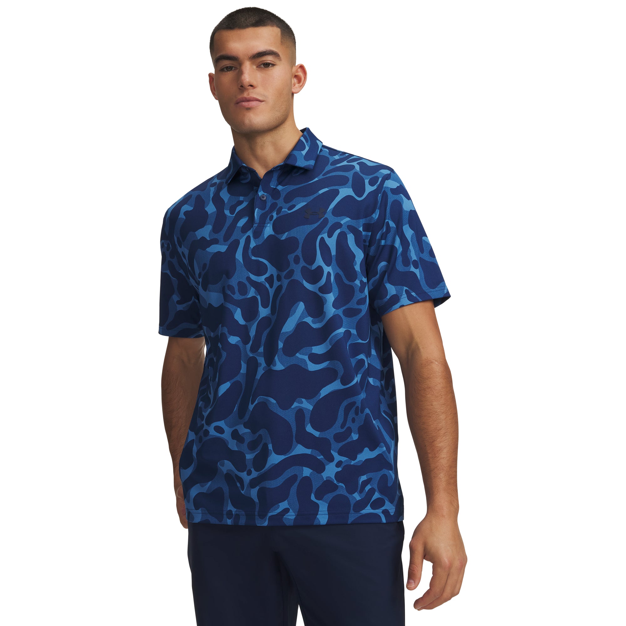 Under Armour Golf Matchplay Printed Polo Shirt - Aegean Blue / Academy