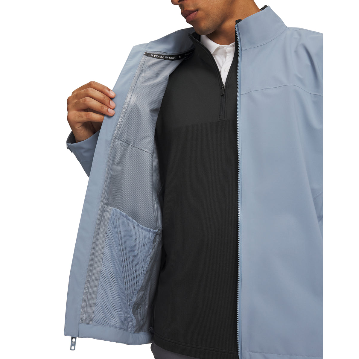 Under Armour Drive Pro Waterproof Golf Jacket - Blue Wind / White