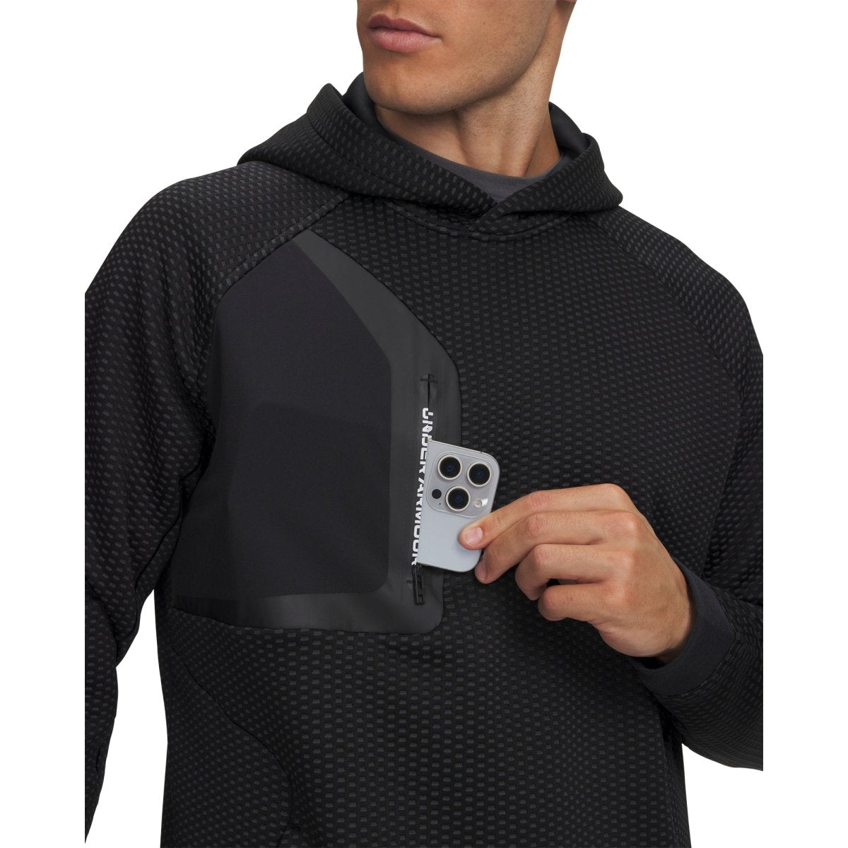 Under Armour Drive Pro Hybrid Men's Golf Hoodie - Black / White - Under Armour